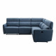 Canapé d'angle 5/6 places LANDON -Tissu Bleu -2 places relax électrique et manuel - L 269 x P 50 x H 99 cm