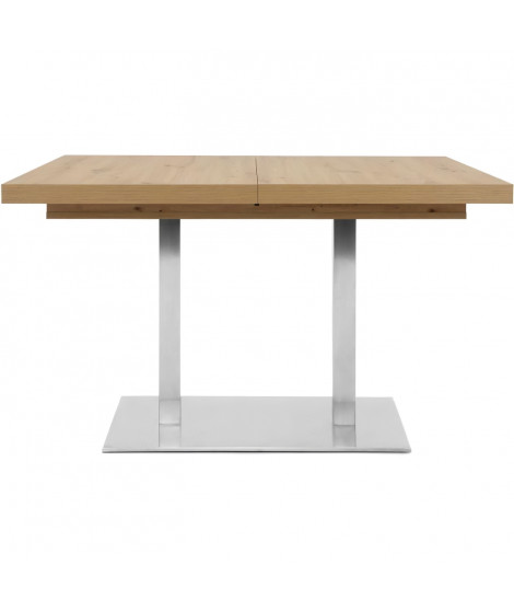 ORLANDO Table a manger a rallonge - Style contemporain - Décor chene artisan et alu - L 120-200 x P 80 x H 75 cm