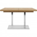 ORLANDO Table a manger a rallonge - Style contemporain - Décor chene artisan et alu - L 120-200 x P 80 x H 75 cm