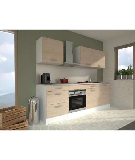 Cuisine complete OSLO - L 240cm  - Chene - Plan de travail inclus