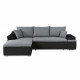 Canapé d'angle réversible convertible 3 places+Coffre - Simili noir et tissu gris - L 274 x P 184 cm - CELINA - Fabriqué en U…