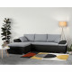 Canapé d'angle réversible convertible 3 places+Coffre - Simili noir et tissu gris - L 274 x P 184 cm - CELINA - Fabriqué en U…