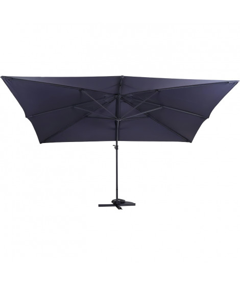 Parasol déporté 4x3m- Inclinable,et rotatif a 360°- Structure Aluminium et Toile déperlante en Polyester 250gm2- Gris Anthracite