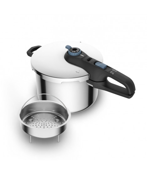 TEFAL Cocotte-minute 6 L, Induction, Inox, 2 programmes légumes et viande, Sécurité 5 points, Autocuiseur Secure Trendy P2580700