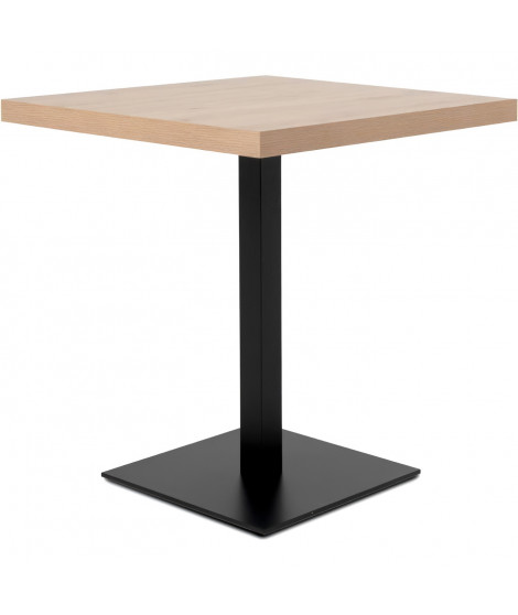 Table a manger seule QUADRATO - 4 personnes - Mélaminé chene et noir - L70 x H75 x P70 cm