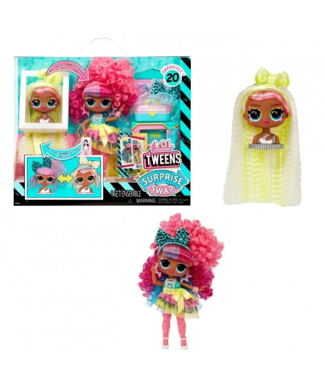 L.O.L. Surprise Tweens Surprise Swap Fashion Doll - Curls-2- Crimps Cora - 1 poupée Tweens 17cm, 1 mini tete a coiffer et des…