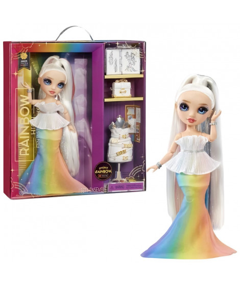 Rainbow High Tentpole PR Theme Doll - RAINBOW - 1 robe de Gala et 1 tenue decontractée + accessoires et carnet de croquis