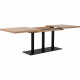 Table a manger extensible QUADRATO - 8 a 12 personnes - Mélaminé chene et noir - L160-240 x H75 x P80 cm