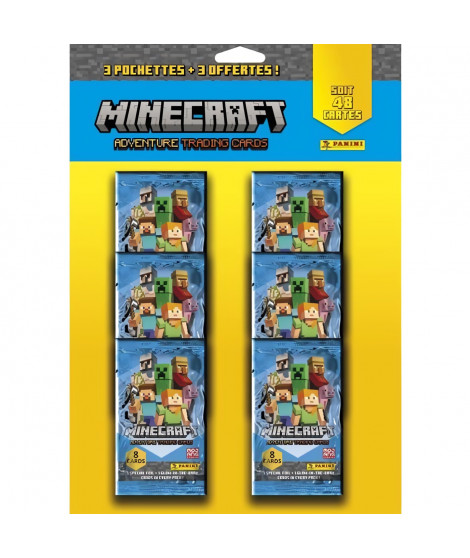 MINECRAFT TRADING CARDS - PACK 3 POCHETTES ACHETÉES + 3 OFFERTES