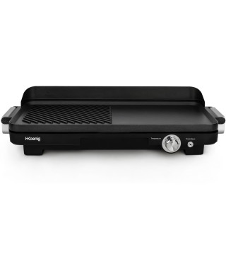 Plancha double zones HKoeNIG GRX330 - 50x25cm - 1800W avec revetement anti-adhésif et fonction turbo zone grill