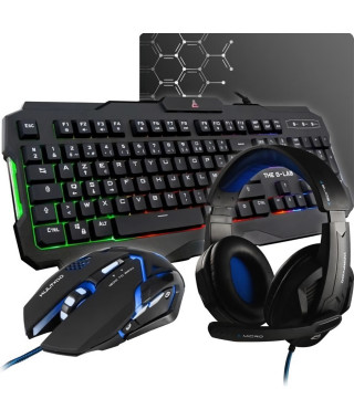 THE G-LAB COMBO ARGON Clavier FR Rétroéclairé Performance + Souris Revetement Soft-Touch + Casque KORP 100  + Tapis Antidérapant