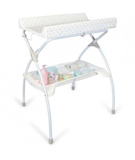 Table a langer pliante MOON avec plan a langer - Matiere PVC  - Etoile grise - BABYLAND / made in Italia