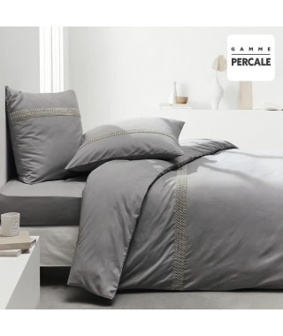 Parrure de lit TODAY Prestige - 220 x 240 cm - 2 personnes - 100% Percale finition macramé - Acier