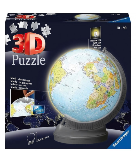 Puzzle 3D Ball éducatif - Globe terrestre lumineux - Ravensburger - 540 pieces - A partir de 10 ans
