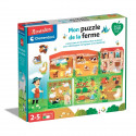 Clementoni - Jeu Educatif Mon puzzle de la ferme - 6 planches 30 tuiles - Des 2 ans - Fabriqué en Italie