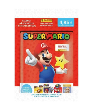 SUPER MARIO STICKERS  Album + 4 pochettes + 1 sticker spécial