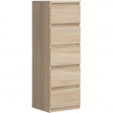 Commode CHELSEA 5 tiroirs - 41,8 cm - Décor chene sonoma