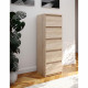 Commode CHELSEA 5 tiroirs - 41,8 cm - Décor chene sonoma