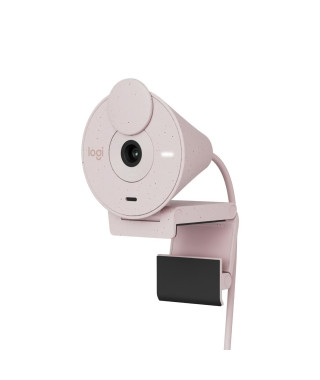 Logitech Brio 300 Webcam Full HD avec confidentialité, micro a réduction de bruit, USB-C - Rose