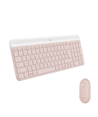 Logitech MK470 Slim Combo Clavier et Souris sans Fil Compacte, Ultra Silencieux, 2,4 GHz USB, Plug n' Play, pour Windows - Rose