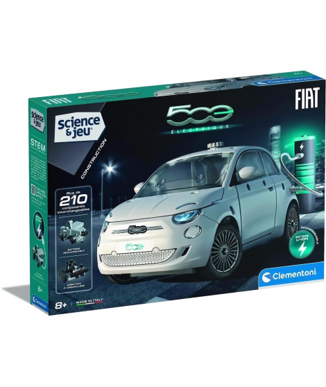 Clementoni - Coffret de construction Fiat 500 électrique - Application dispoonible - Fabriqué en Italie