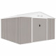 Abri de jardin en métal 10,85 m² - 340 x 319 x 210 cm - Kit d'ancrage inclus - Taupe