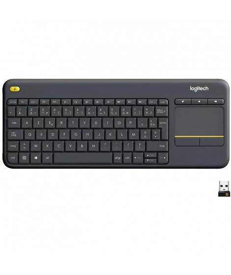 LOGITECH - Clavier TV Multimédia K400 Plus - AZERTY - Sans Fil - Pavé Tactile - Noir