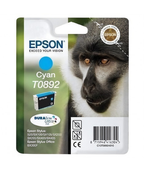 EPSON Cartouche d'encre T0892 Cyan - Singe (C13T08924011)