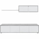 Ensemble meuble TV ALIDA : Meuble bas 4 portes + Meuble haut 2 portes + étagere suspendue - Décor blanc et ciment - L200xP41x…