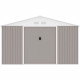 Abri de jardin en métal 12,99 m² - 340 x 382 x 210 cm - Kit d'ancrage inclus - Taupe