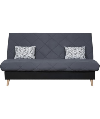 Banquette clic clac 3 places DAKOTA - Tissu gris - L 189 x P 94 x H 100 cm - Couchage 120x190 cm - Fabriqué en France - DUNLO…