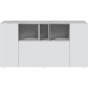 Buffet LOIRA - Mélaminé - Blanc artik et ciment - 3 portes + 3 niches de rangement - L 150 x P 41 x H 76 cm