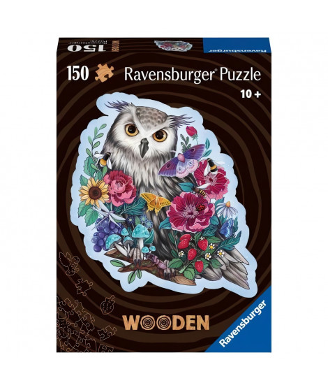 Puzzle en bois - Forme - 150 pcs - Hibou floral