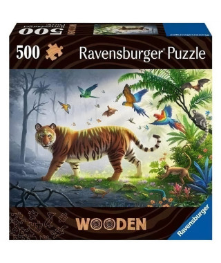 Puzzle en bois - Rectangulaire - 500 pcs - Tigre de la jungle - Adulte - 00017514
