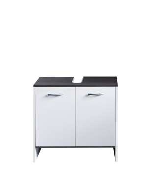 Meuble sous vasque - TREND TEAM - CALIFORNIA - Blanc et Anthracite - 2 portes - L60 x P28 x H55 cm