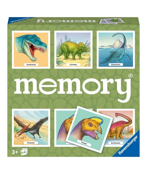 Ravensburger - Jeu Educatif - Grand Memory - Dinosaures - Jeu de Paires et de mémoire - 64 Cartes - Des 3 Ans