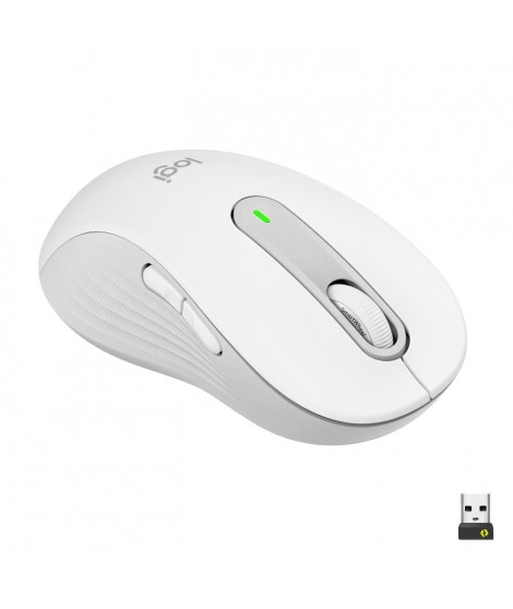 Souris Sans Fil Logitech Signature M650 L - Gauche - Pour Mains Larges, Silencieuse, Bluetooth, Boutons Programmables - Blanche