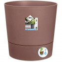 Elho Pot de dleurs Rond GREENSENSE AQUA CARE - Plastique Réservoir - Avec roulettes - Ø30 x H 29.1 cm - Brun Argile