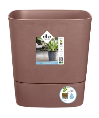 Pot De Fleurs Carré GREENSENSE AQUA CARE - Plastique Réservoir - Avec roulettes - Ø30 - Brun Argile