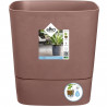 Pot De Fleurs Carré GREENSENSE AQUA CARE - Plastique Réservoir - Avec roulettes - Ø30 - Brun Argile