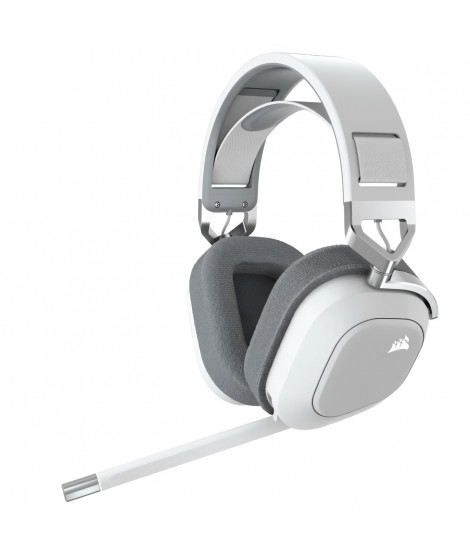 Casque Gaming Sans Fil CORSAIR HS80 RGB Wireless Blanc Son Dolby Atmos Microphone Omnidirectionnel