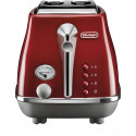 Toaster DELONGHI ICONA CAPITALS 2 tranches - 900W - Grille pain 3 fonctions - Chauffe viennoisseries inclus - Rouge