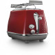 Toaster DELONGHI ICONA CAPITALS 2 tranches - 900W - Grille pain 3 fonctions - Chauffe viennoisseries inclus - Rouge