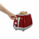 Toaster DELONGHI ICONA CAPITALS 2 tranches - 900W - Grille pain 3 fonctions - Chauffe viennoisseries inclus - Rouge