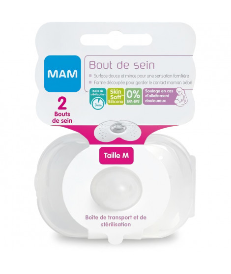 MAM Bout de sein Taille M - Silicone - Bte stérilisation X2