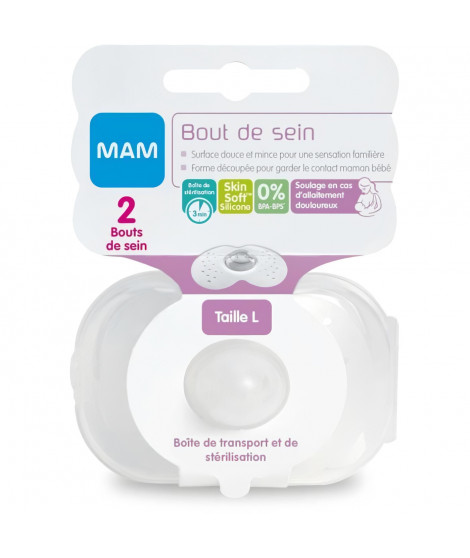 MAM Bout de sein Taille L - Silicone - Bte stérilisation X2