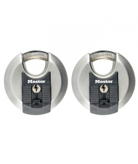 Lot de 2 cadenas a disque MASTERLOCK M40EURT - Robuste - Acier inoxydable - Installation extérieure