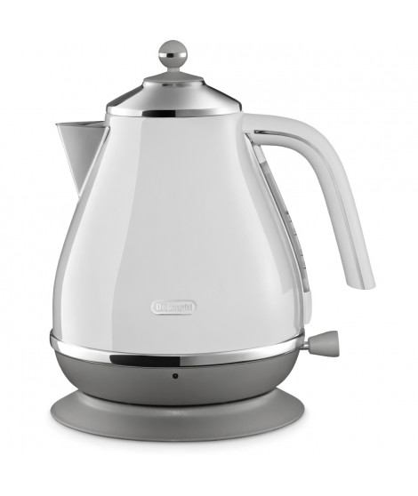 Bouilloire DELONGHI ICONA CAPITALS - 1,7L - Acier inoxydable - Base amovible et pivotante 360° - Filtre anticalcaire - Blanc