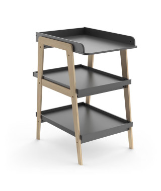 Table a langer TSUGA - Bois massif et MDF - L.58 x P.71,1 x H.101,2 cm - Pour matelas 50x70 cm - Gris graphite