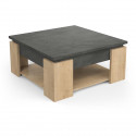 Table basse carrée AUSTIN - Décor chene Hamilton et Sidewalk - L 80 x P 80 x H 37,2 cm - DEMEYERE